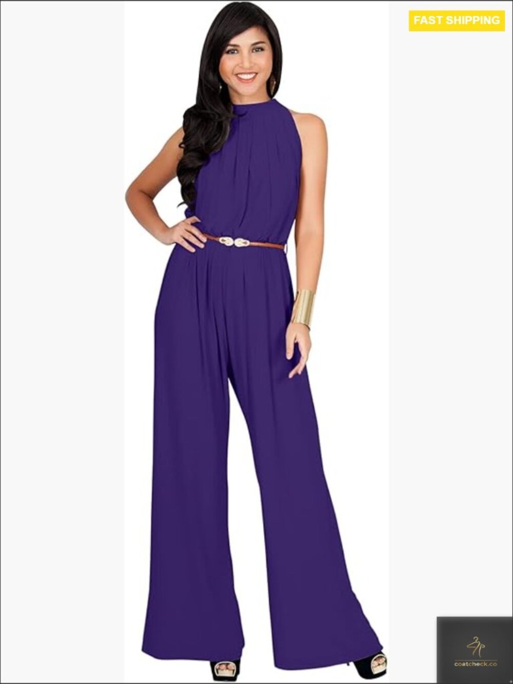 Sleeveless Wide Leg Jumpsuit Halter Neck Elegant Cocktail Party Wear